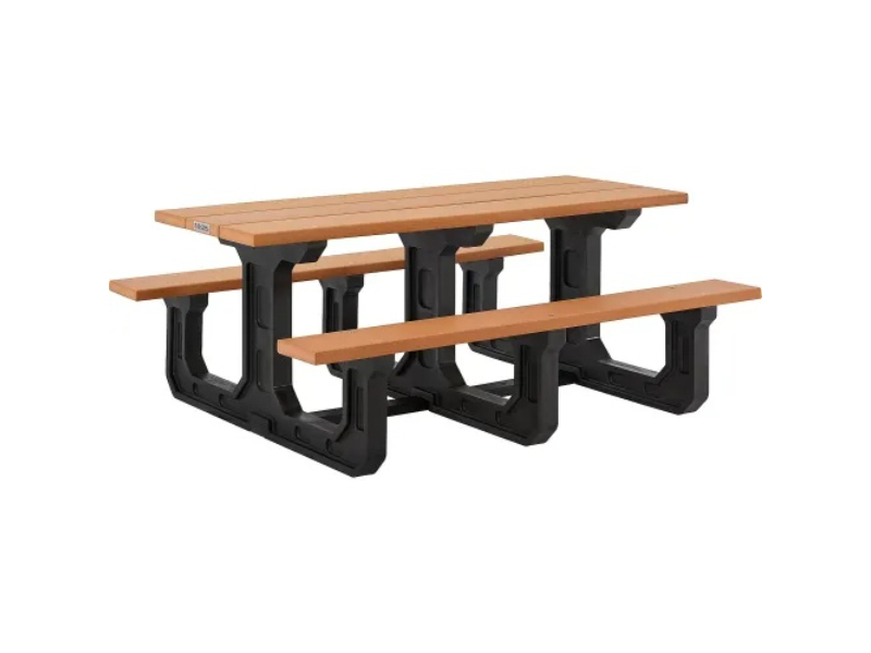 Global Industrial 271678CD 8 ft. Rectangular Picnic Table, Recycled Plastic with Heavy Duty Base - Cedar