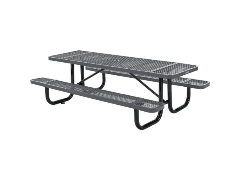 8 ft. Rectangular Picnic Table - Gray - Expanded Metal - Durable Design
