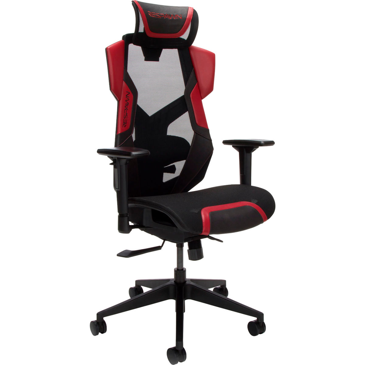 B3186373 FLEXX Mesh Gaming Chair with Lumbar Support Adjustable Headrest - Red & Black