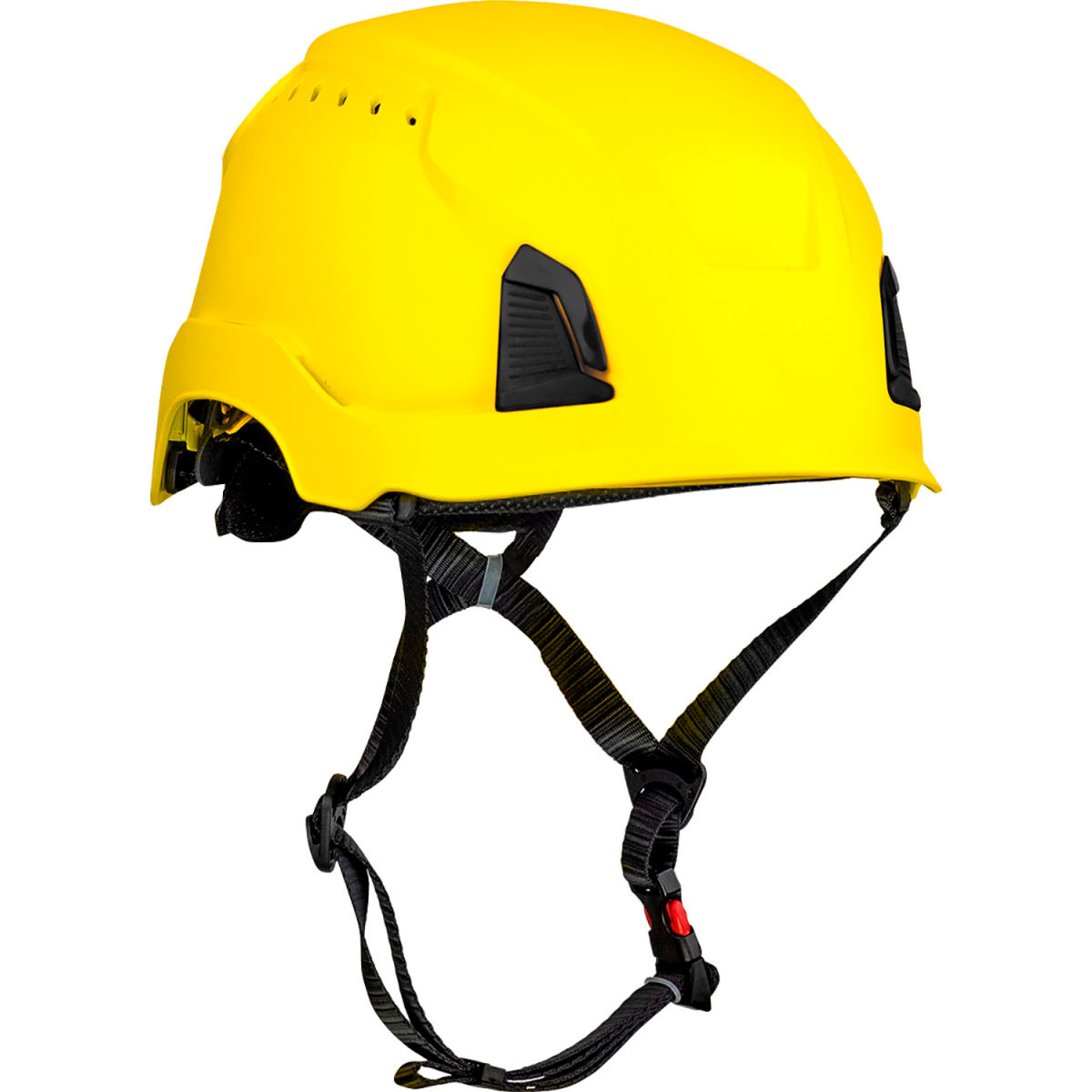 B3186927 Industrial Climbing Helmet, 4-Point Chin Strap, Vented, Type 1 - Yellow