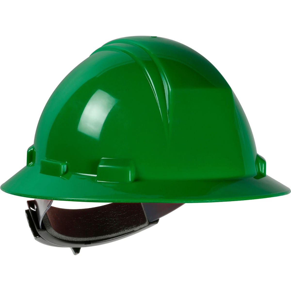 B3113581 Type II Full Brim Hard Hat HDPE Shell, 4-Point Textile Suspension, Ratchet Adjustment - Dark Green