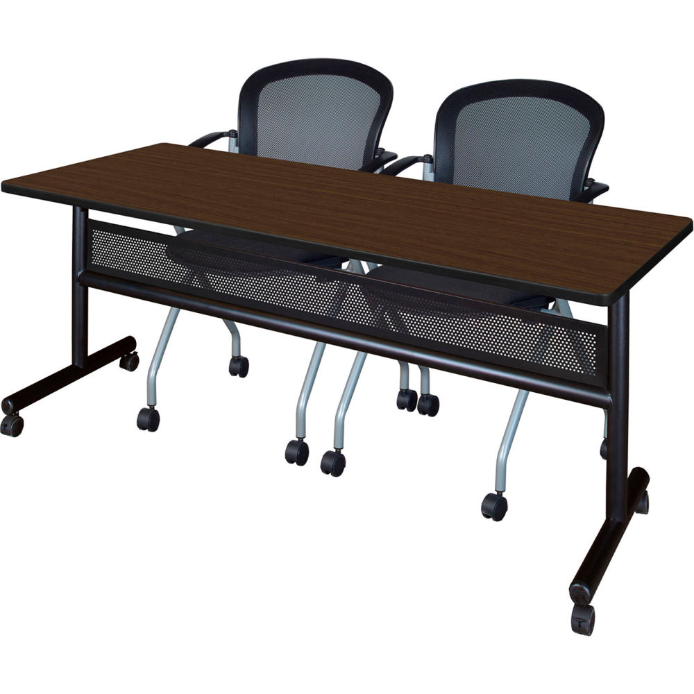B3219732 Kobe Privacy Nesting Table with 2 Cadence Nesting Chairs, Neo Walnut - 72 x 24 in.