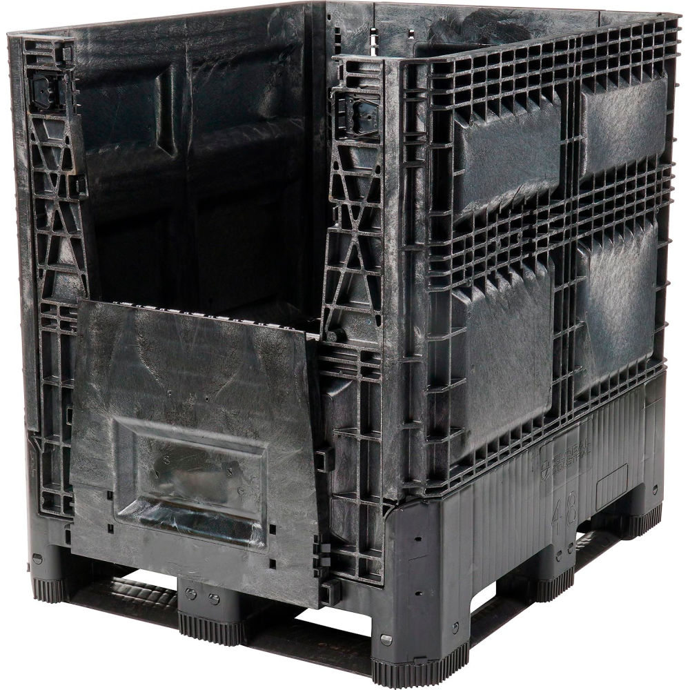 Picture of Global Industrial B3195560 Plastic Collapsible Bulk Container - 48 x 40 x 46 in. - 1200 lbs - Black