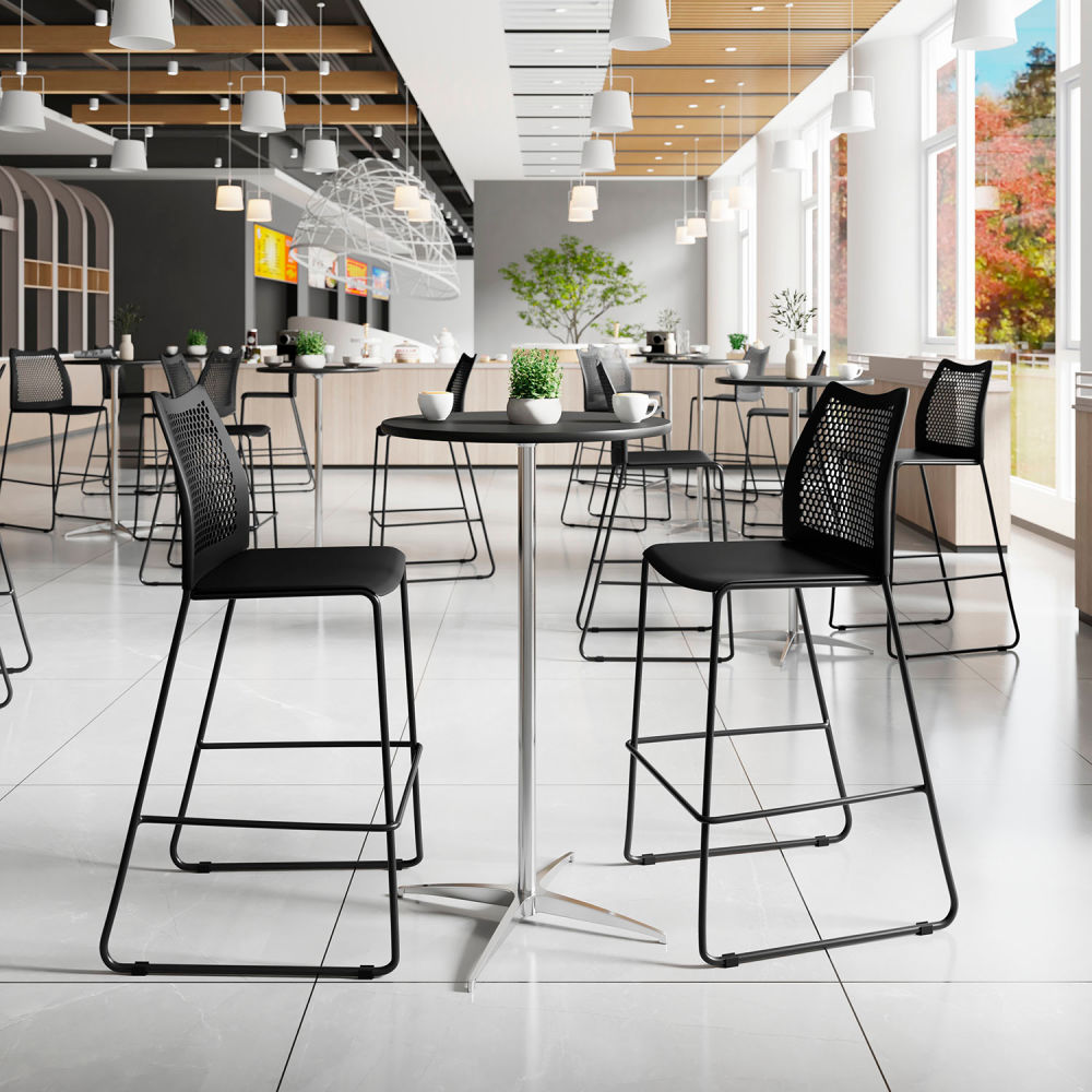 Global Industrial B3218704 Flash Furniture Hercules Stack Bar Stool with Air-Vent Back - 400 lbs - Black