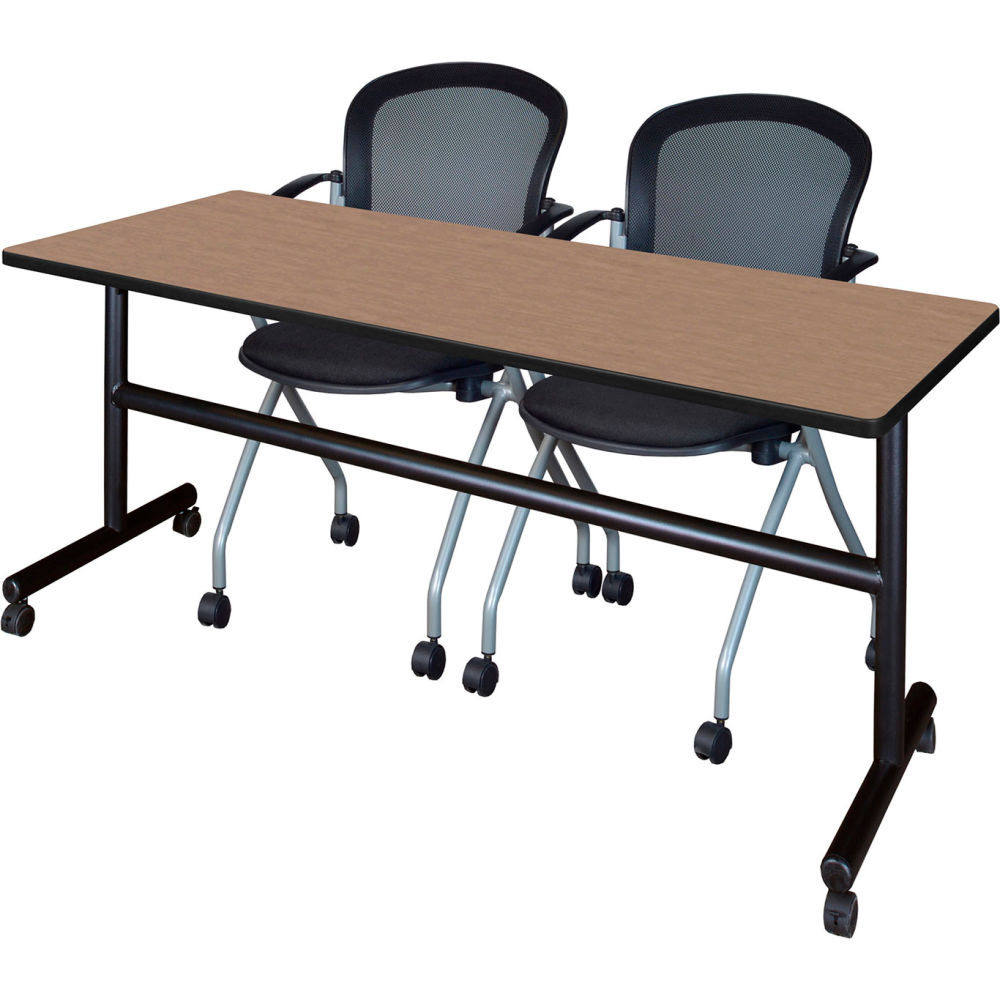 B3219793 Kobe Training Nesting Table with 2 Cadence Nesting Chairs, Noble Oak - 72 x 24 in.