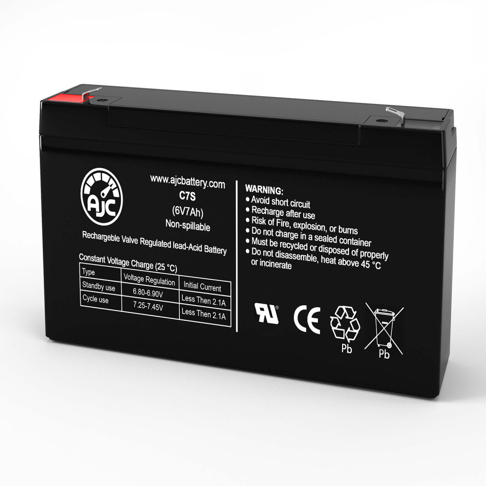 B3102845 AJC Dual-Lite 0120824 Emergency Light Replacement Battery - 6V, 7Ah, F1 Terminals
