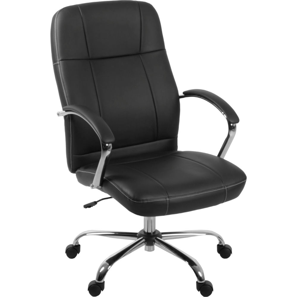 B3219146 Cielo Leatherette Executive Office Chair with Mid Back & Fixed Arms - Chrome & Black