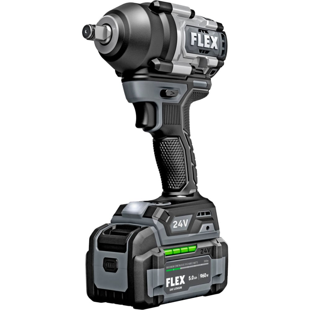 Chervon North America B3168415 Flex Cordless 0.5 in. Mid Torque Impact Wrench Kit with 5.0Ah Lithium-Ion Battery - 24V