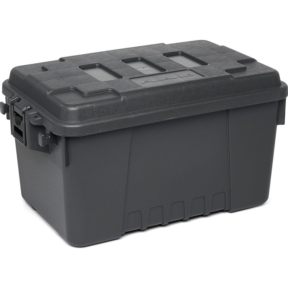 Stackable Storage Trunk W/ Lid, 14 gal, 24 in L x 15 in W x 13 in H, Charcoal, Plastic
