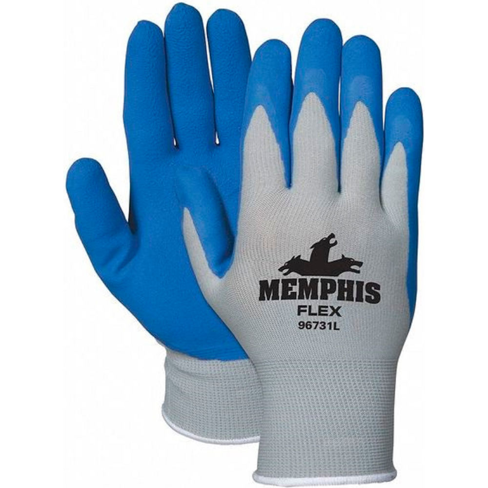 B1145356 96731M Memphis Flex Seamless 13 Gauge Nylon Knit Gloves - Medium - Blue & Gray