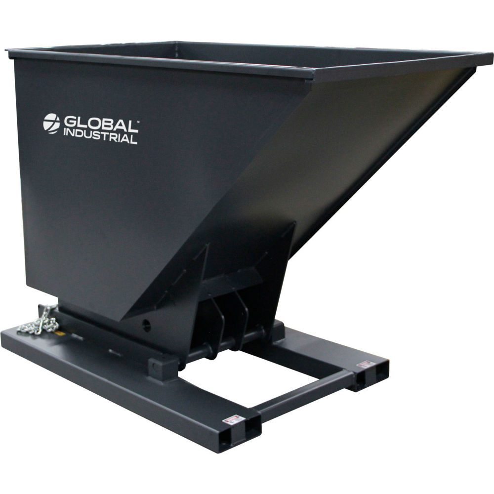 Global Industrial B3214586 Hydraulic Powered Self-Dumping Forklift Hopper - 1 cu. Yard - Gray - 6000 lbs