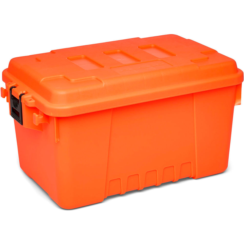 Stackable Storage Trunk W/ Lid, 14 gal, 24 in L x 15 in W x 13 in H, Blaze Orange, Plastic