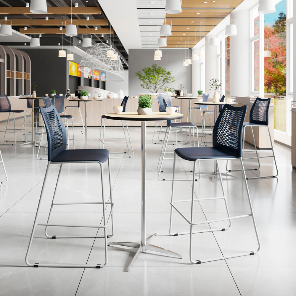 Global Industrial B3218700 Flash Furniture Hercules Stack Bar Stool with Air-Vent Back - 400 lbs - Navy