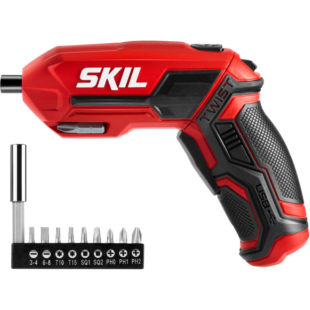 Chervon North America B3220352 Skil Rechargeable 4V Pivot Grip Screwdriver - 220 RPM - Red & Black