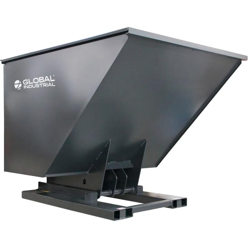 Global Industrial B3214588 Hydraulic Powered Self-Dumping Forklift Hopper - 2 cu. Yard - Gray - 4000 lbs