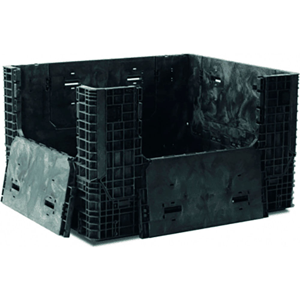 B3195558 Buckhorn Plastic Collapsible Bulk Container - 57 x 48 x 34 in. - 2000 lbs - Black