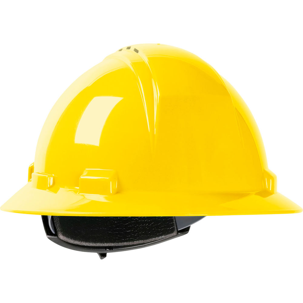 B3113461 Kilimanjaro Full Brim Vented Hard Hat with HDPE Shell & 4-Point Ratchet Suspension - Yellow
