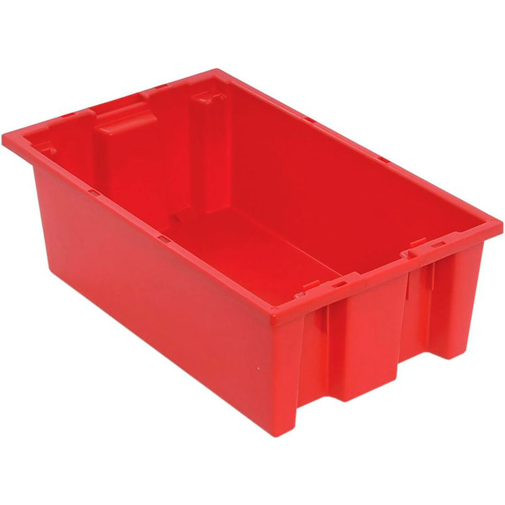 Stack & Nest Storage Container, 3.7 gal, 18 in L x 11 in W x 6 in H, Red, Polyethylene