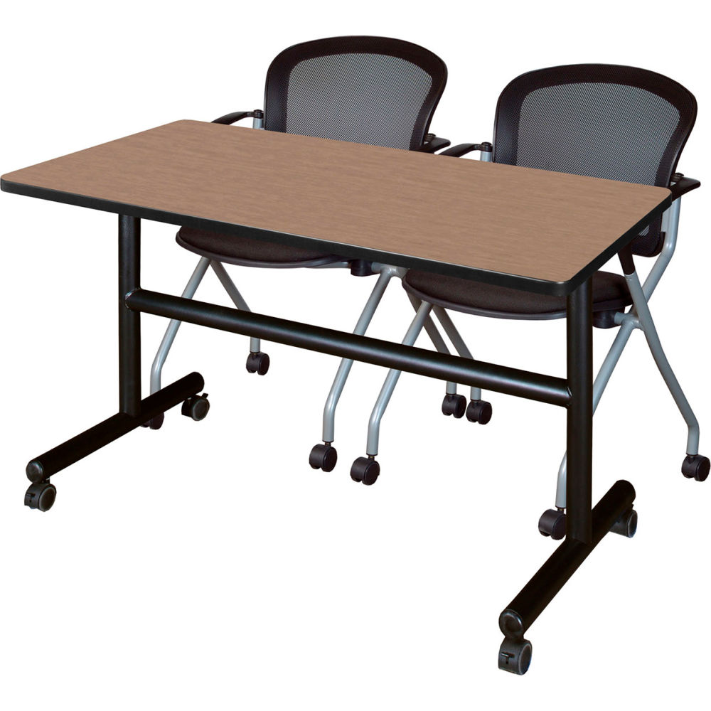 B3219688 Kobe Training Nesting Table with 2 Cadence Nesting Chairs, Noble Oak - 48 x 24 in.