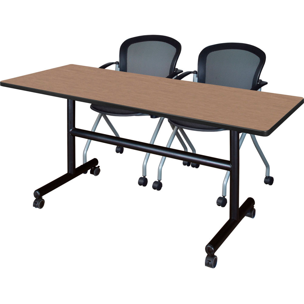 B3219552 Kobe Training Nesting Table with 2 Cadence Nesting Chairs, Noble Oak - 60 x 24 in.