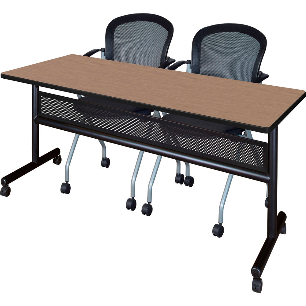 B3219731 Kobe Privacy Nesting Table with 2 Cadence Nesting Chairs, Noble Oak - 72 x 24 in.
