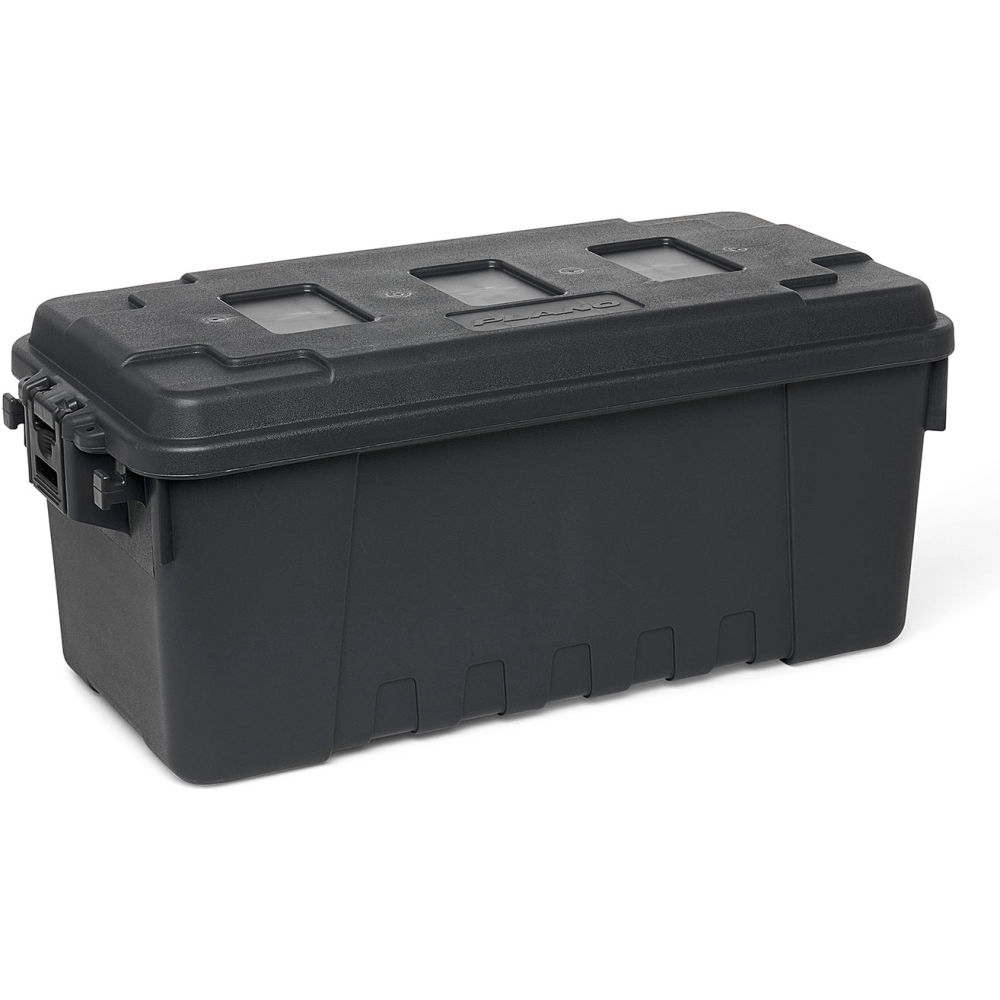 Stackable Storage Trunk W/ Lid, 17 gal, 30 in L x 14-1/4 in W x 12-3/4 in H, Charcoal, Plastic