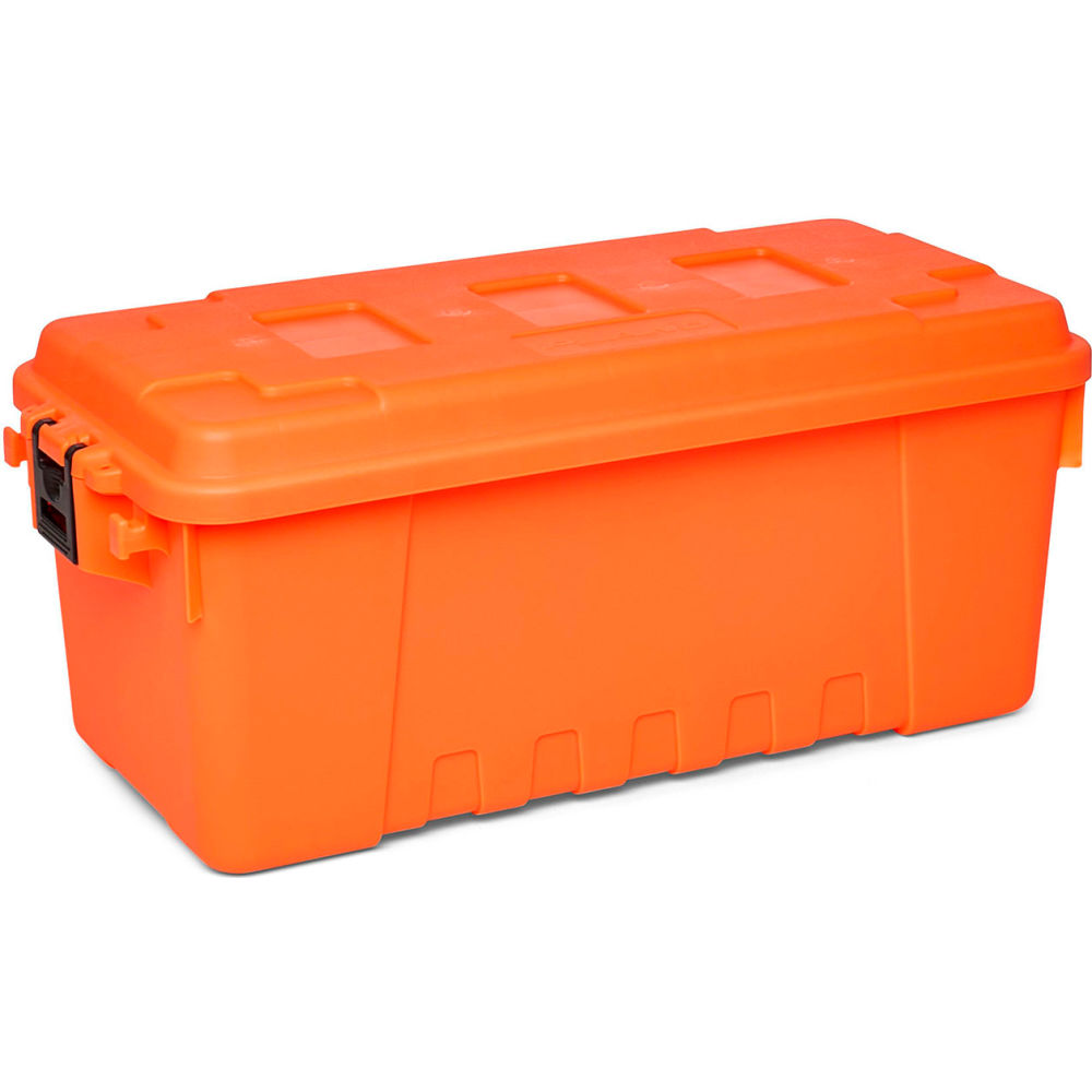 Stackable Storage Trunk W/ Lid, 17 gal, 30 in L x 14-1/4 in W x 12-3/4 in H, Blaze Orange, Plastic