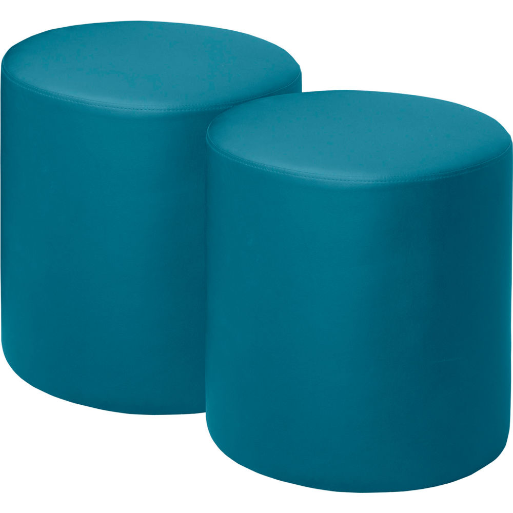 Regency Logan Vinyl Round Ottoman, Peacock Teal, 2/Set (N6262PT2PK) | Quill