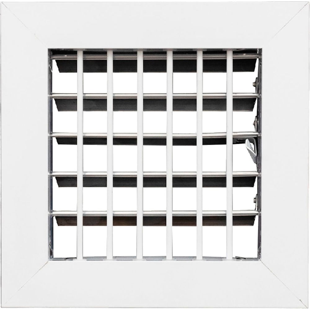 B3214388 ACLAMINAIRE Aluminum Adjustable 1-Way Deflection Wall Register, White - 6 x 6 in.