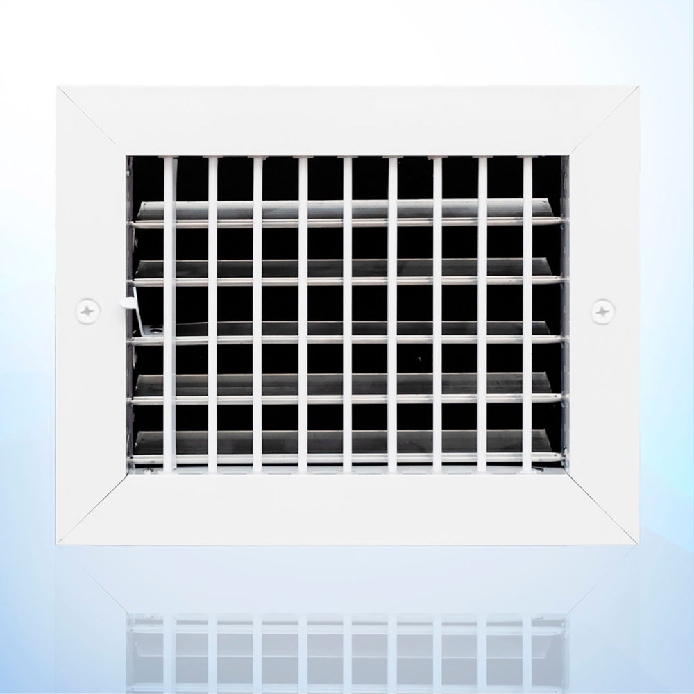 B3214385 ACLAMINAIRE Aluminum Adjustable 1-Way Deflection Wall Register, White - 8 x 6 in.