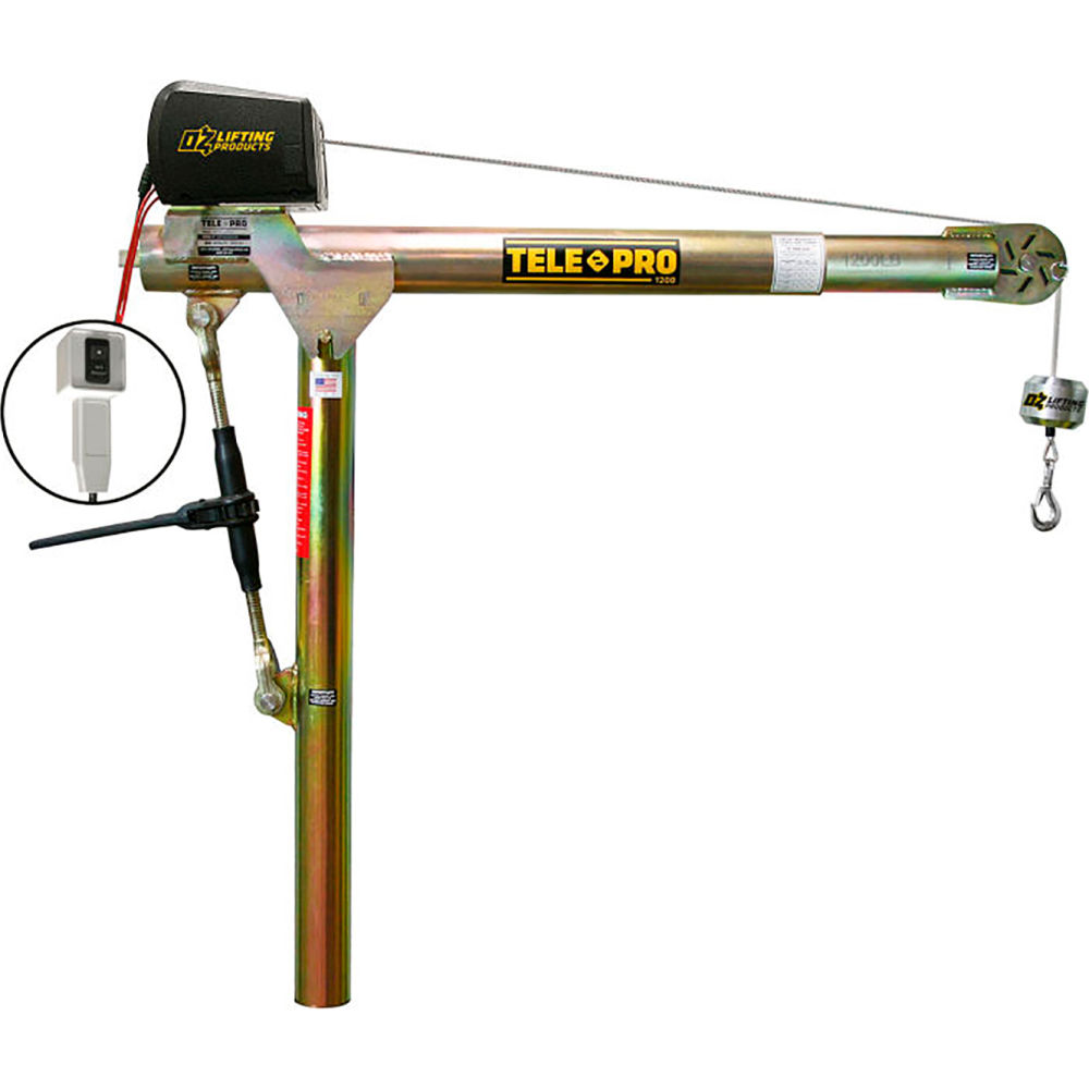 B2355509 Tele-Pro Davit Crane with DC Electric Winch - Gold - 1200 lbs