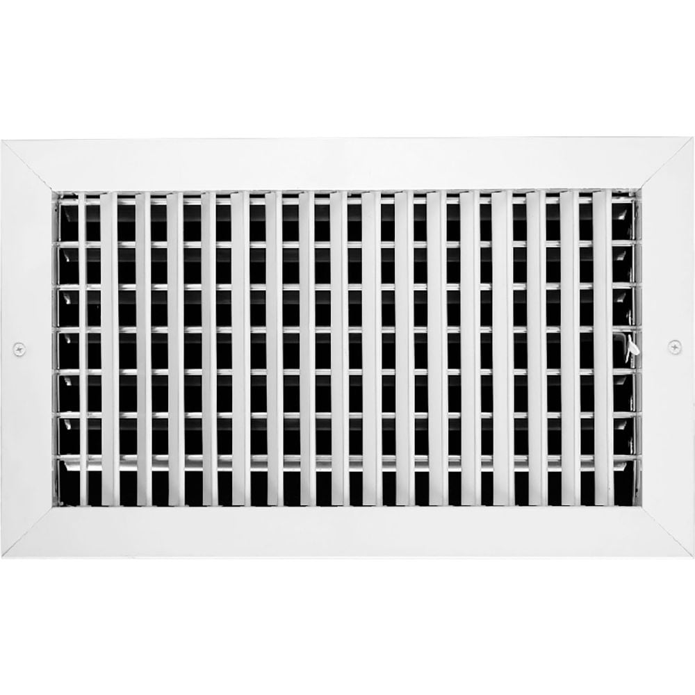 B3214374 ACLAMINAIRE Aluminum Adjustable 1-Way Deflection Wall Register, White - 14 x 8 in.