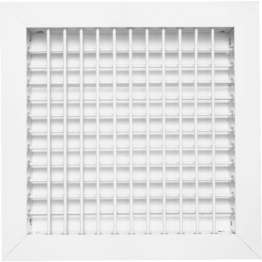 B3214411 ACLAMINAIRE Aluminum Adjustable Double Fin 2-Way Deflection Wall Register, White - 10 x 10 in.