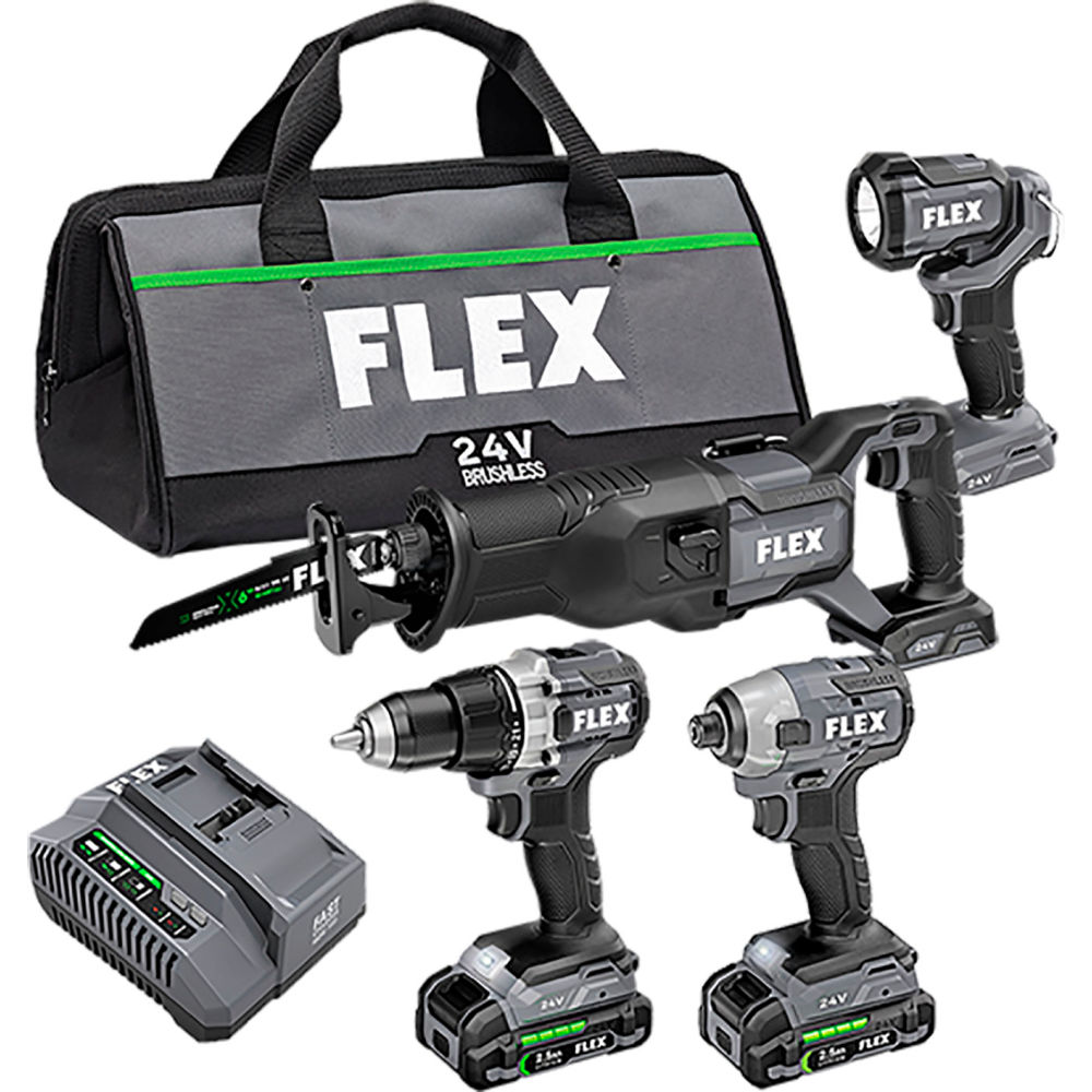 Chervon North America B3131382 Flex 4 Tool Combo Kit with Drill Driver - Impact Driver - Reciprocating Saw & Work Light