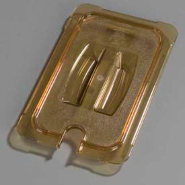 Picture of Carlisle Sanitary Maintenance B638139 Topnotch Universal Handled Notched Lid - 12.75 x 7 in. - Amber