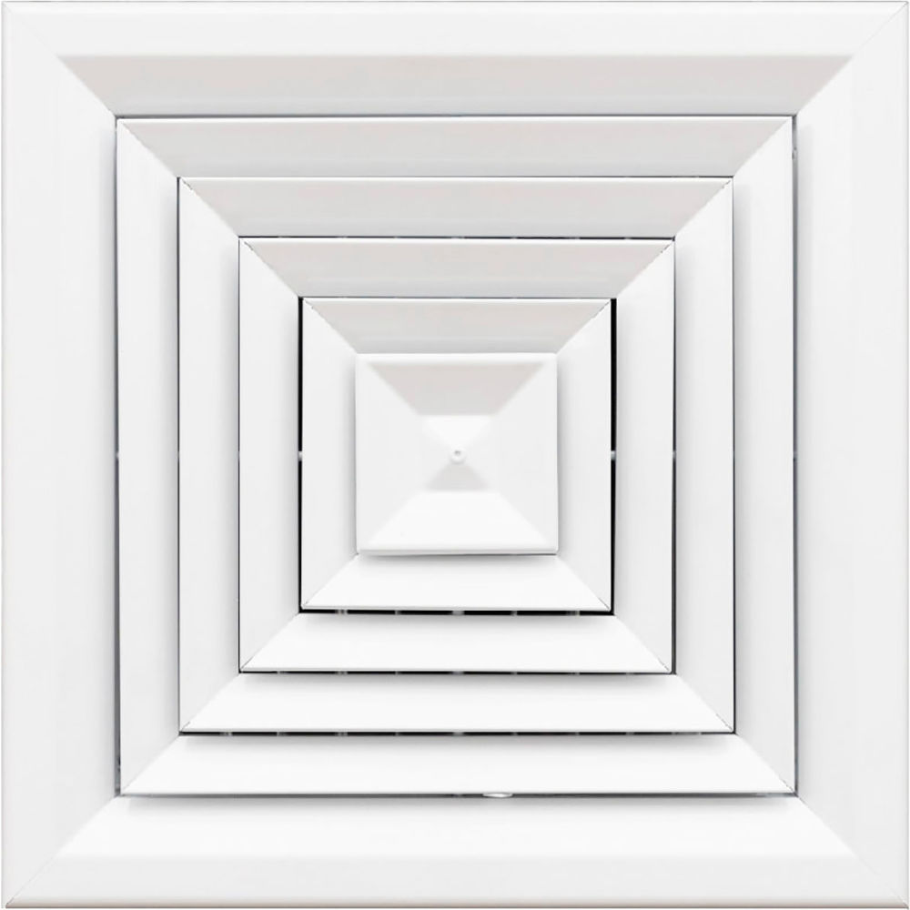 B3214354 ACAMINAIRE 4-Way Fixed Core Aluminum Ceiling Diffuser, White - 12 x 12 in.