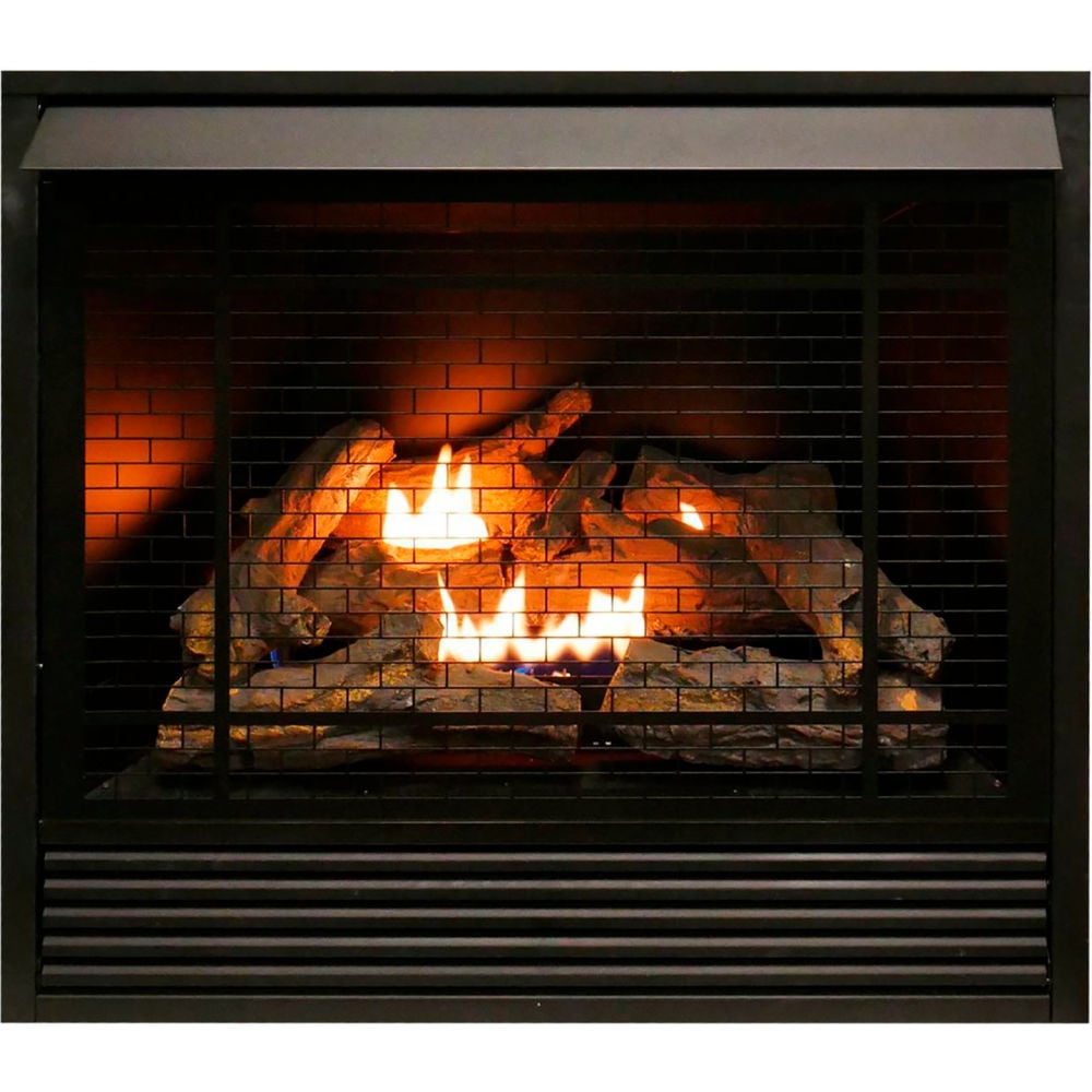 B3082768 Duluth Forge Dual Fuel Ventless Gas Fireplace Insert - 32000 BTU - Remote Control - FDI32R - Black