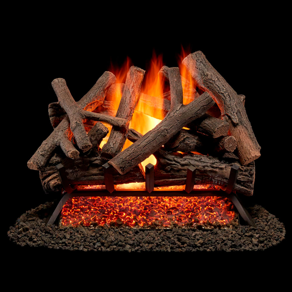 B3220598 24 in. Vented Natural Gas Fireplace Log Set - 55000 BTU - Rustic Oak