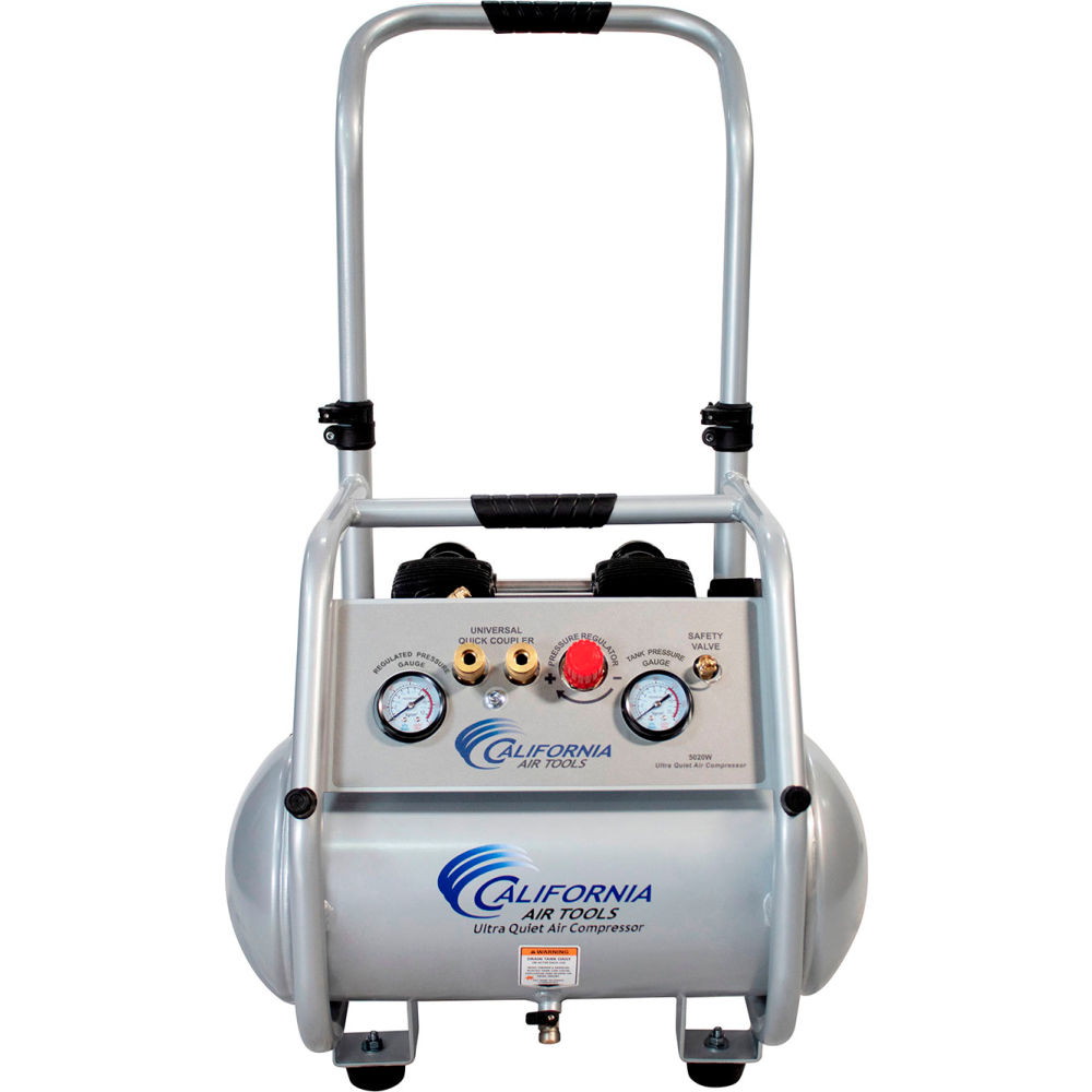 B3177519 Ultra-Quiet Portable Air Compressor - Horizontal - 5 gal - 5.3 CFM - 2 HP - Silver
