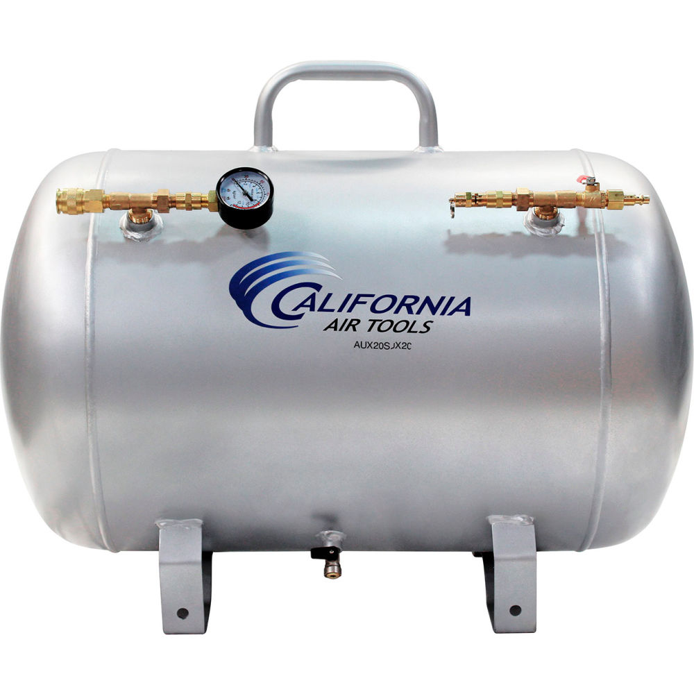 B3162111 Portable Auxiliary Air Tank - Horizontal - 20 gal - 125 PSI - Silver