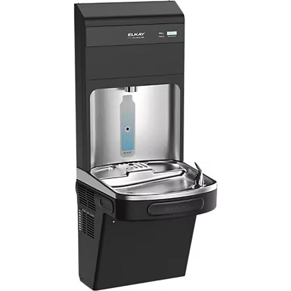 B3202482 Pro Filtration Bottle Filling Station with Single ADA Cooler & Ultra-Capacity Lead Reduction - Black & Silver