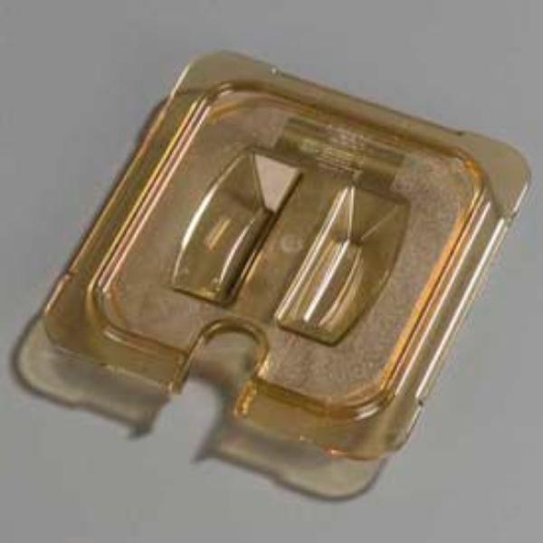 Picture of Carlisle Sanitary Maintenance B637663 Topnotch Universal Handled Notched Lid - 6.88 x 6.375 in. - Amber