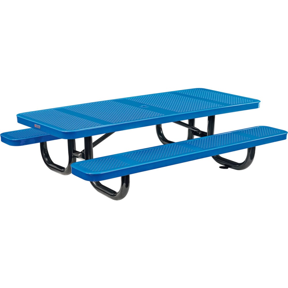 Global Industrial 694553KBL 6 ft. Rectangular Kids Picnic Table - Perforated Metal - Blue