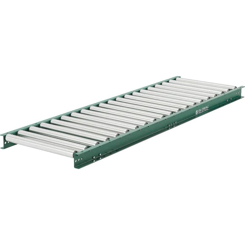 Global Industrial 293316 18 in. Light Duty Gravity Roller Conveyor - 5 ft. - 3 in. Roller Centers