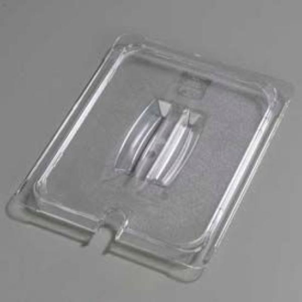 Picture of Carlisle Sanitary Maintenance B637848 Topnotch Universal Handled Notched Lid - 12.75 x 10.375 in. - Clear