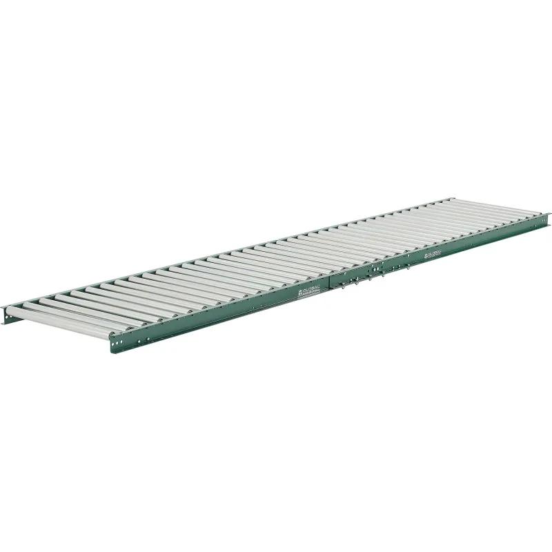 Global Industrial 293325 24 in. Light Duty Gravity Roller Conveyor - 10 ft. - 3 in. Roller Centers