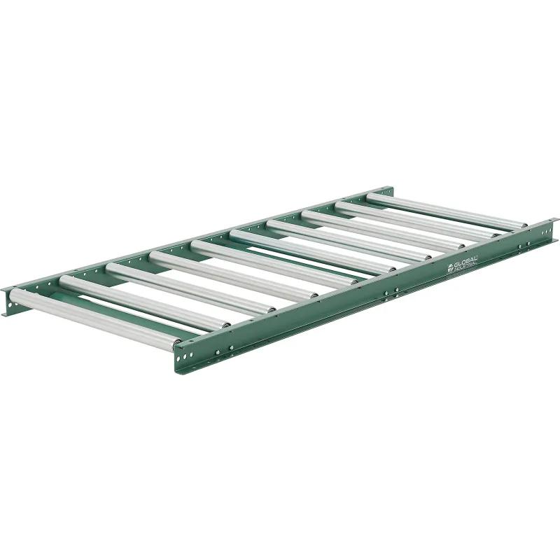 Global Industrial 293321 24 in. Light Duty Gravity Roller Conveyor - 5 ft. - 6 in. Roller Centers