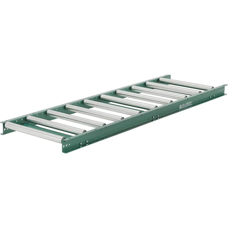 Global Industrial 293318 18 in. Light Duty Gravity Roller Conveyor - 5 ft. - 6 in. Roller Centers