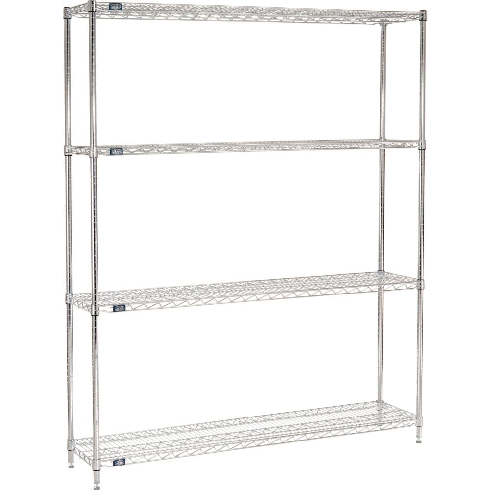 Global Industrial B3232687 Nexel 4 Shelf Chrome Wire Shelving Unit Starter - 72 x 12 x 96 in.