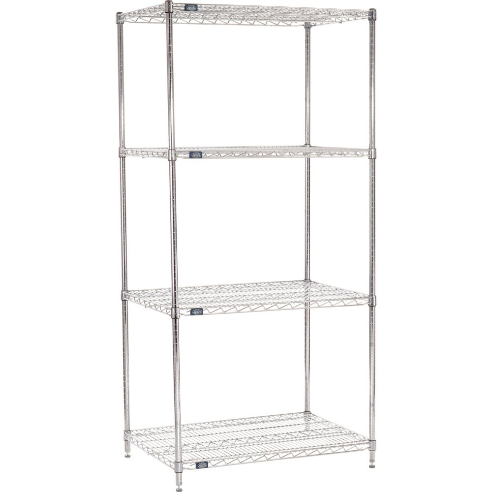 Global Industrial B3232820 Nexel 4 Shelf Chrome Wire Shelving Unit Starter - 42 x 24 x 96 in.